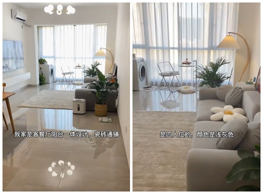 建筑面积82㎡，套内64㎡的三室一厅，用15万装修成慵懒风格