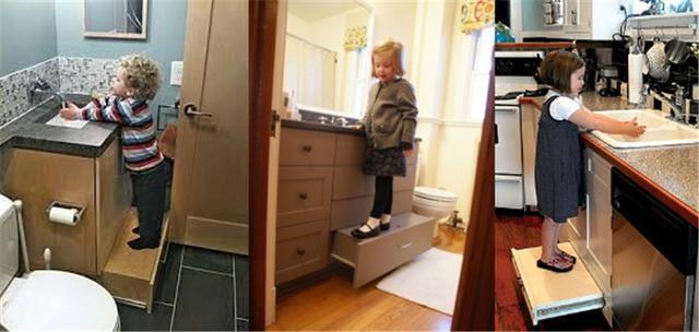 打橱柜时多掏了500块,让木工给橱柜下面多加一块板,用着很方便