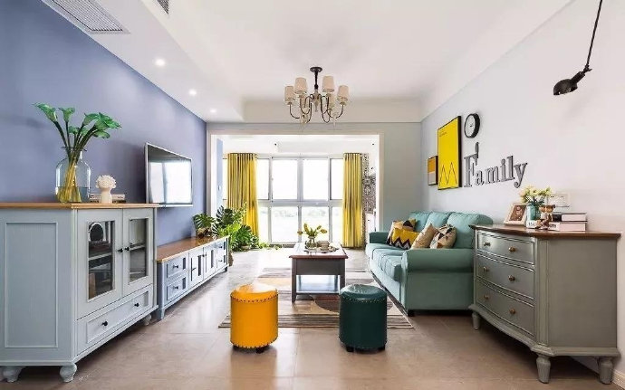 83平米的美式新房装修完工,入户就被客餐厅迷住,儿童房更可爱