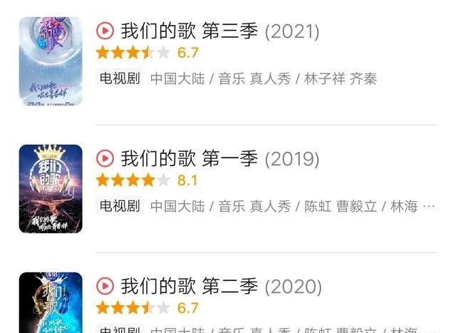 邓家佳|《我们的歌》第三季评分出炉，与第二季持平，不如第一季