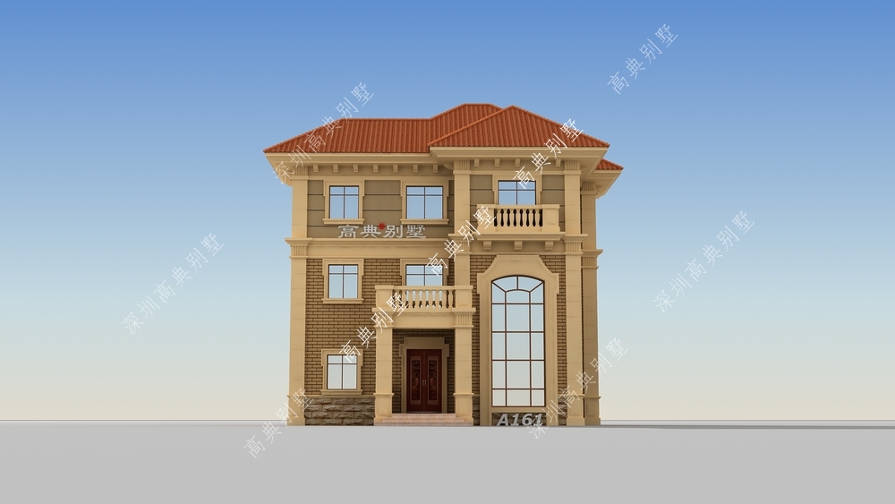 |欧式三层别墅，户型简单大方，施工方便，适合农村建房。