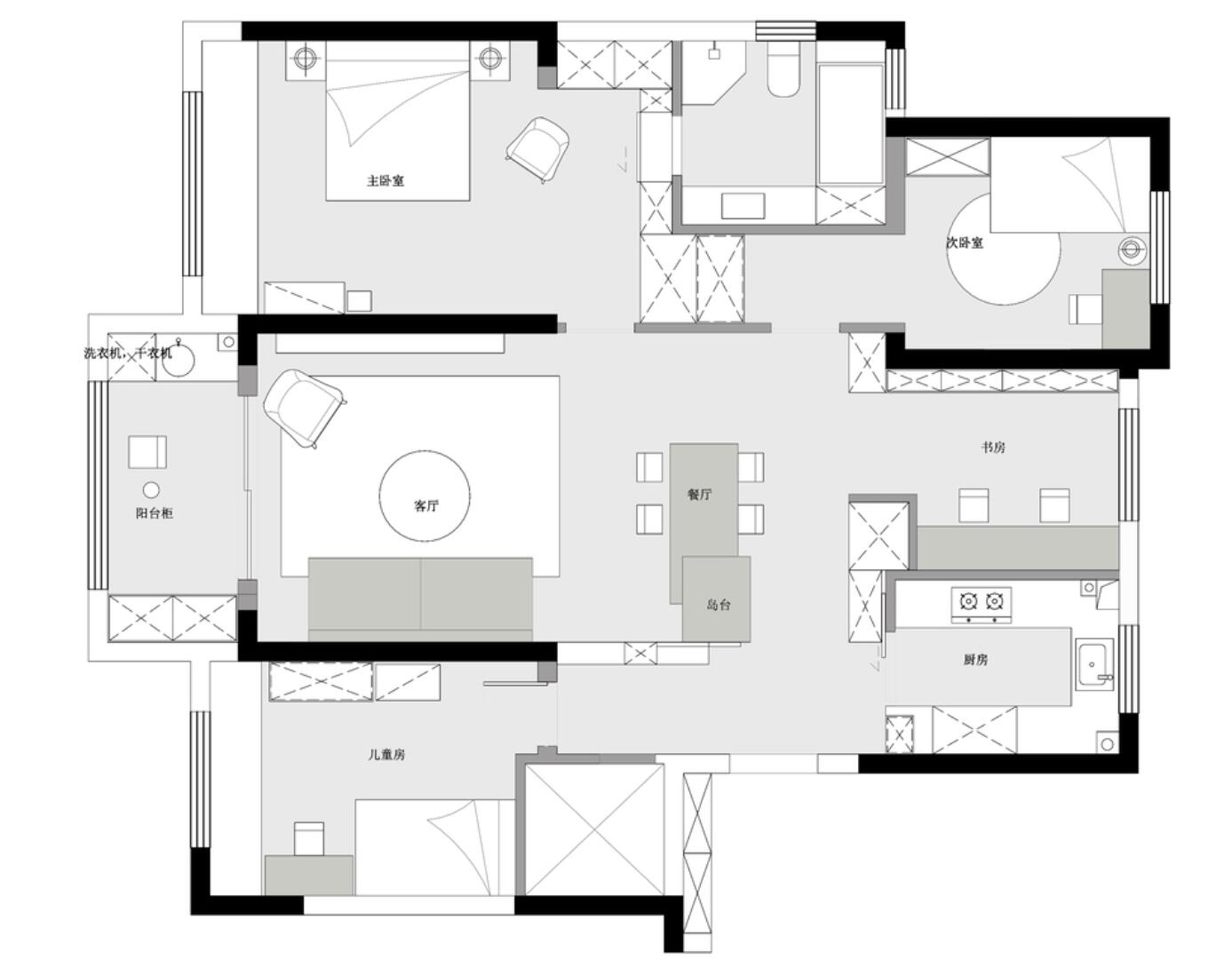精装房就该有精装的样子，她坚持对空间重组，完工后高级多了