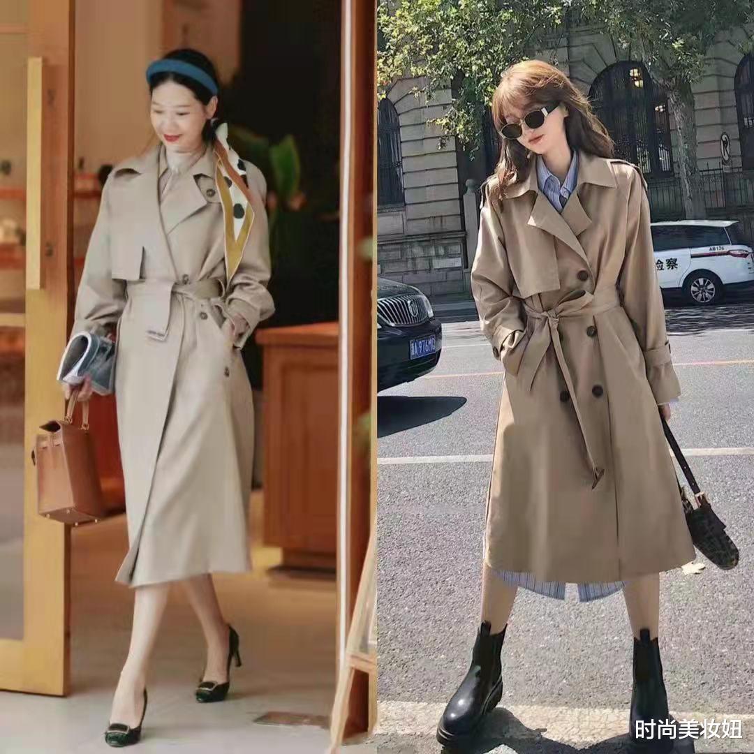 时尚美妆妞|“卡其色风衣”的高级穿搭，高级优雅又显气质，50岁照穿真洋气