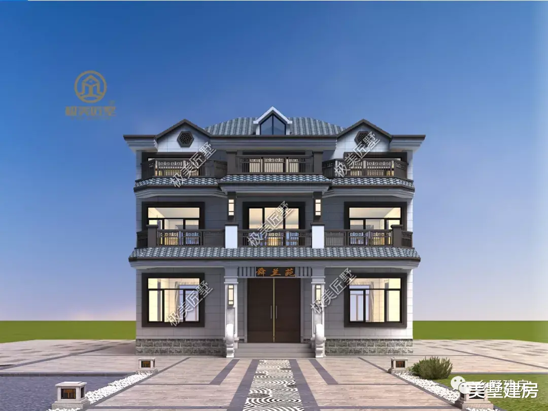 对称设计的中式别墅，占地80平也能建豪宅，一起来看看！