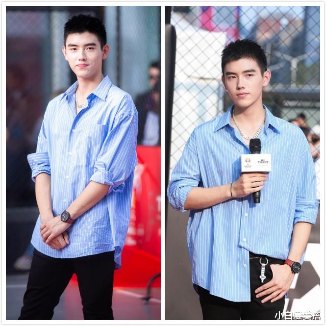 小白爱美搭|陈凯歌陈红的儿子陈飞宇,穿着条纹衬衫好帅气,阳光男孩气质尽显
