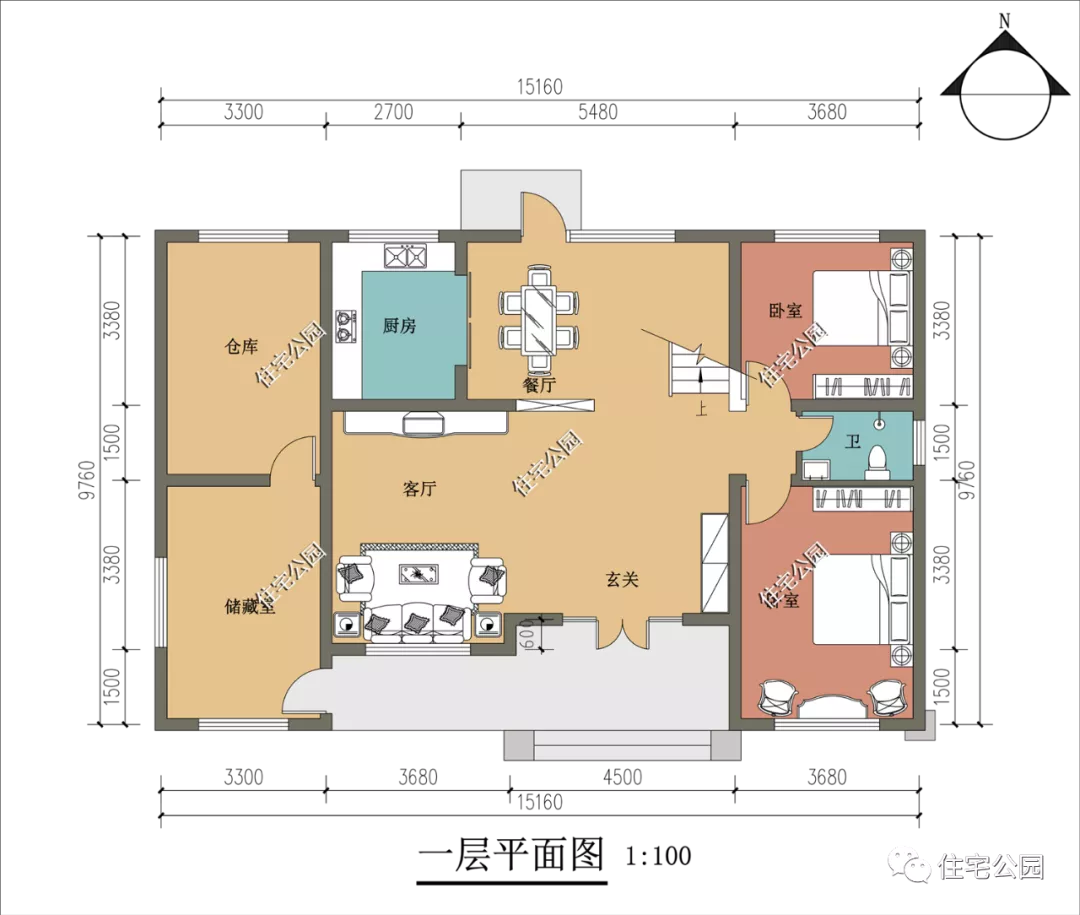 独立储藏室+大露台+主卧套间,15×9米经典欧式美墅