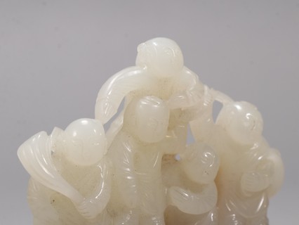 |和田玉五子登科摆件