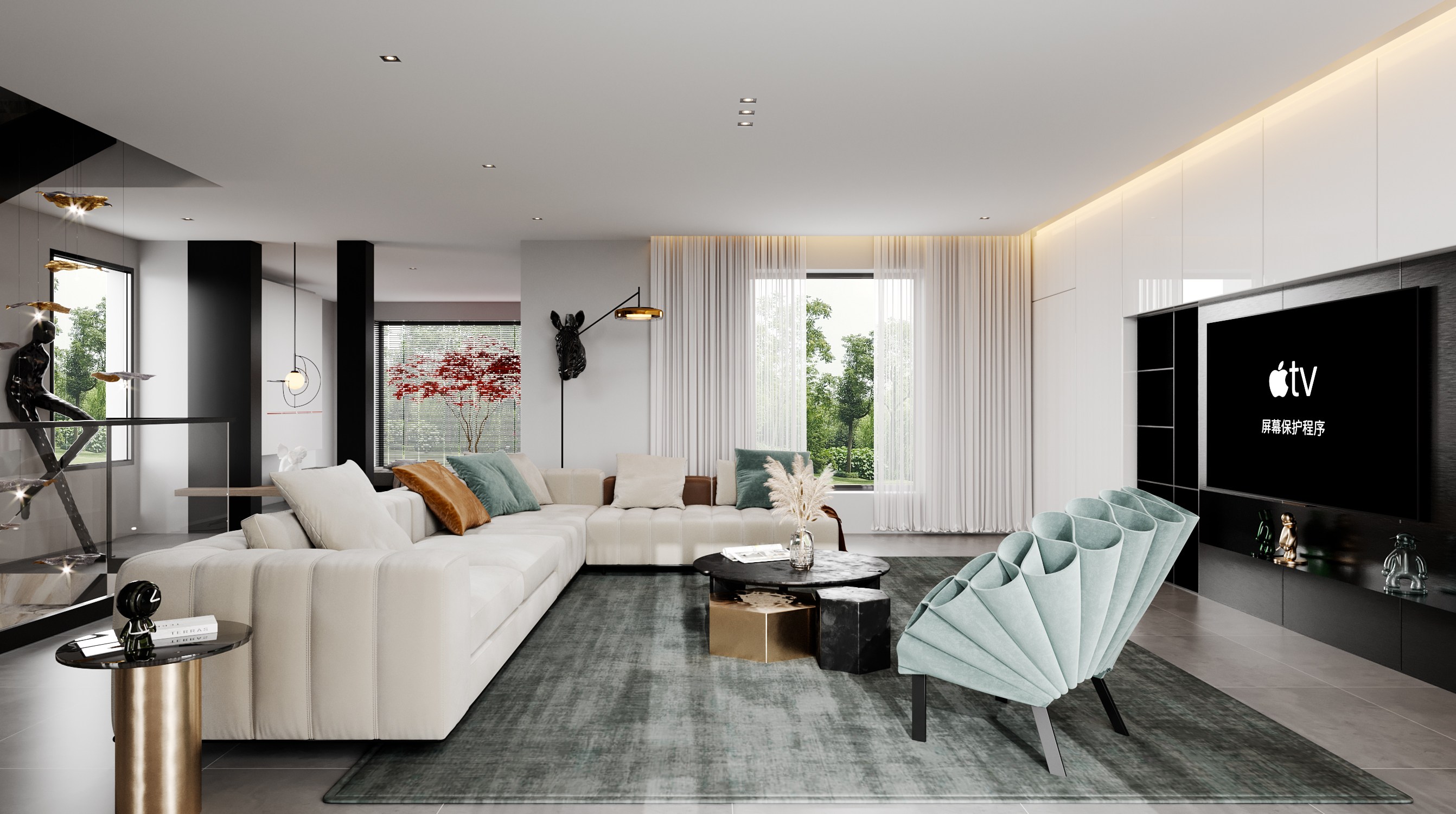 200㎡现代轻奢风3房2厅,邂逅时尚优雅的生活格调