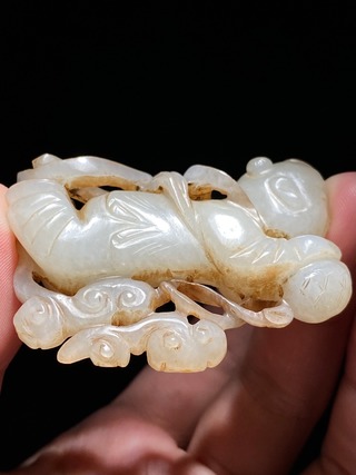 和田玉籽料|明 和田玉籽料 白玉 玉飞天 飞天童子
