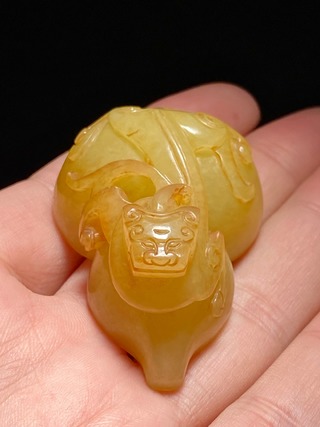 葫芦|清中期 和田玉籽料 黄玉 螭龙钮 葫芦形印 玉印