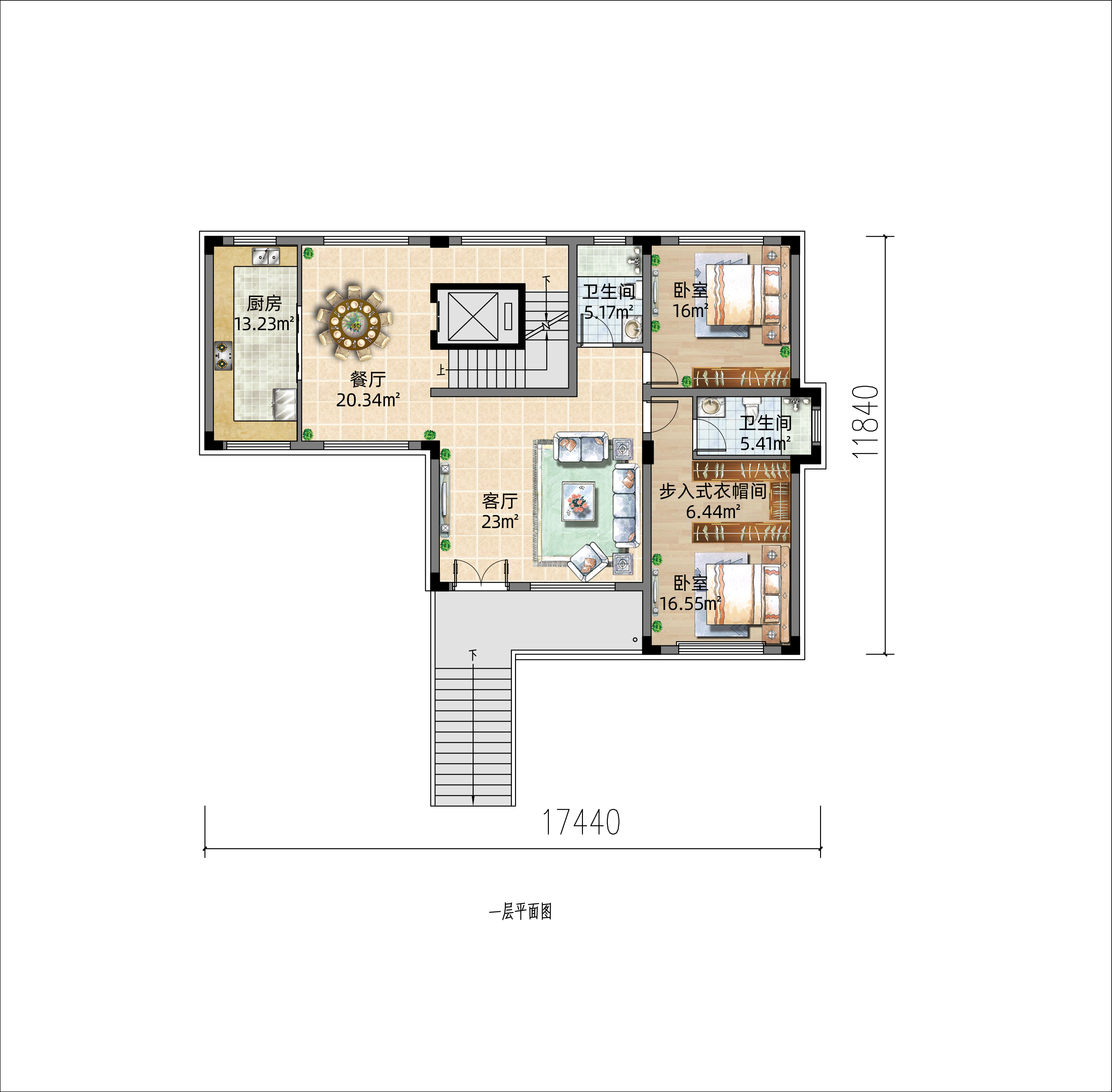 多级台阶上一层，不仅显得气派，也增加了架空层空间