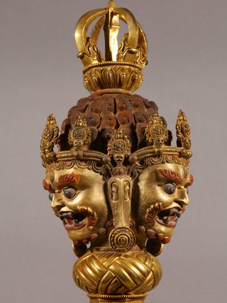 文玩|清代，铜鎏金大黑天金刚橛