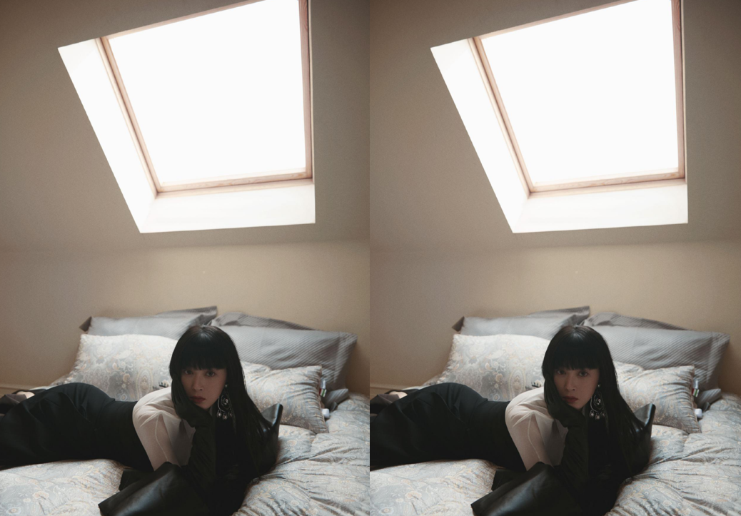 穿衣搭配|蒋欣“齐刘海”发型复古冷艳，裙子开叉都快到腰了，娇俏又妩媚