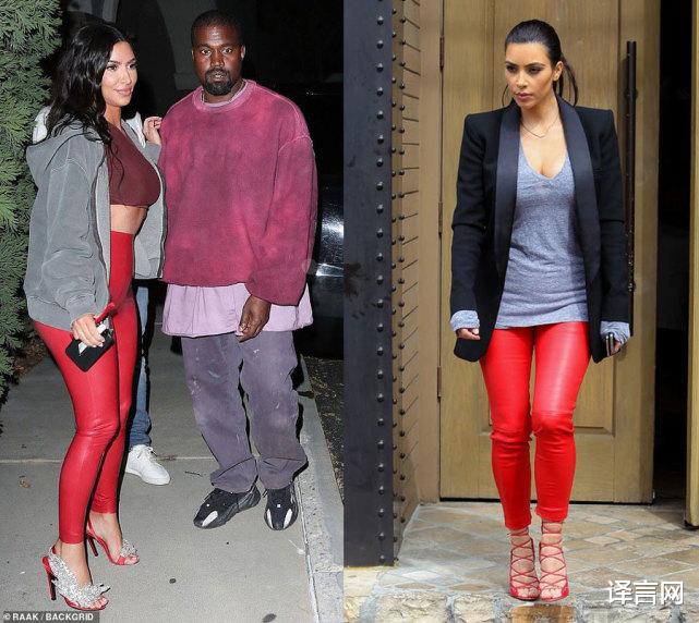 |40岁金·卡戴珊开百万豪车，及膝红皮裤引领新时尚，勒到小腹突出