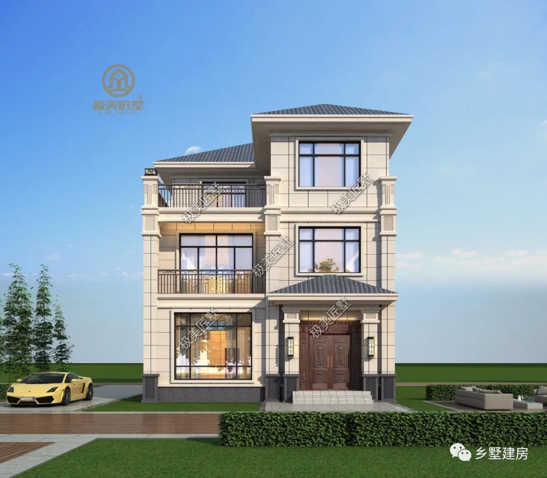 开间9米小宅基地,建简欧风,混砖结构易施工造价低