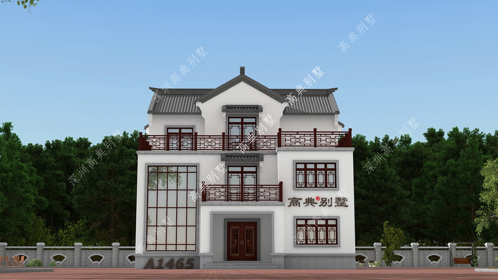 金木水火土别墅设计|复式中式三层住宅，外观雅致，富有仙境之感