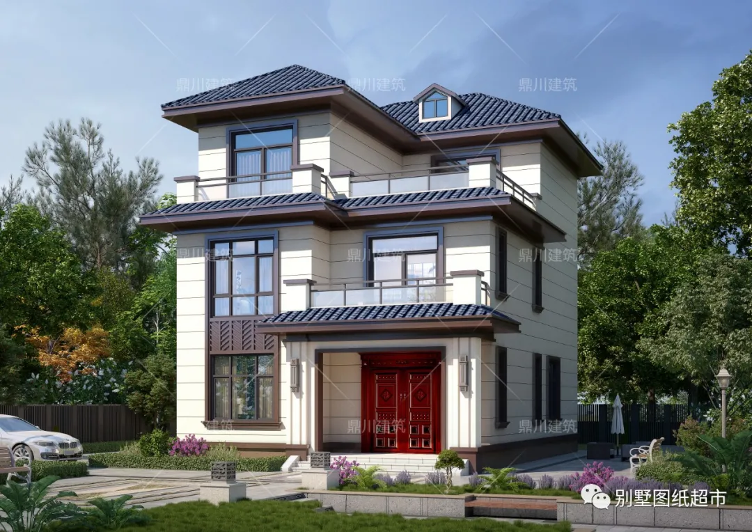 开间9米三层别墅，小面宽大格局，想百看不厌就选新中式风格