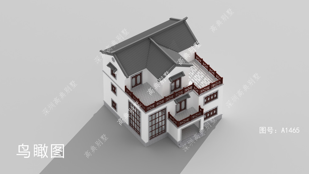 金木水火土别墅设计|复式中式三层住宅，外观雅致，富有仙境之感