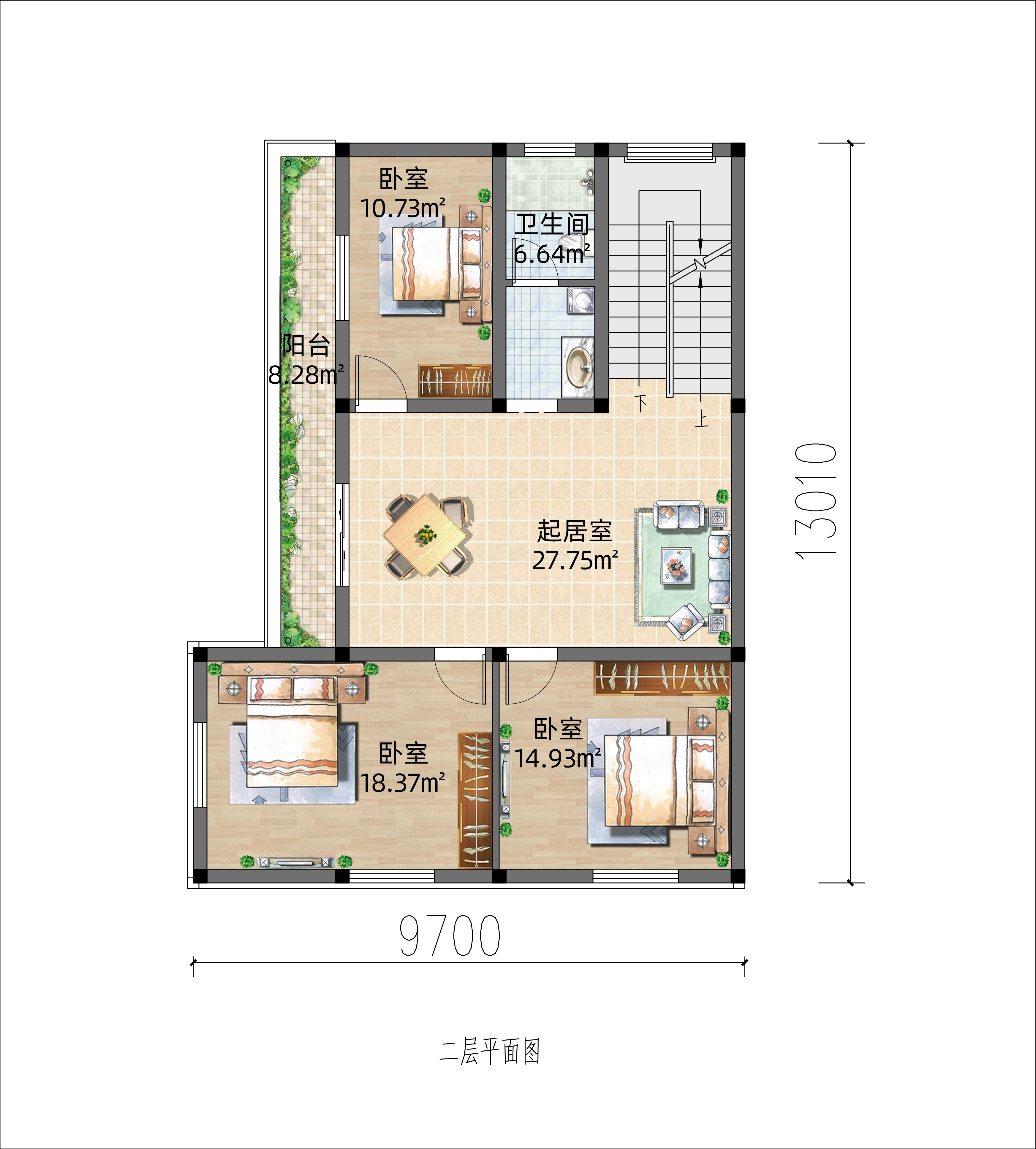 三层住宅侧边不开窗,宽敞露台悠闲惬意