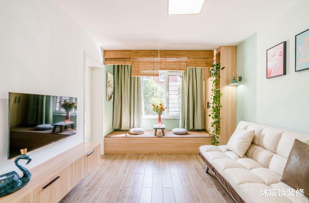 榻榻米|50㎡的婚房，虽然是小了点，但到处清新大方，藏不住的甜蜜与幸福