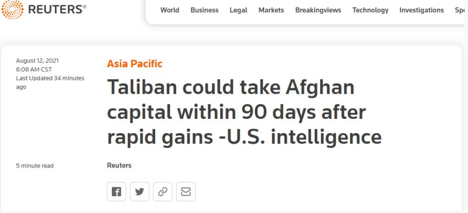 小朱聊育儿|90天内喀布尔失守？美情报局给出时间表，塔利班：这是关键性一战