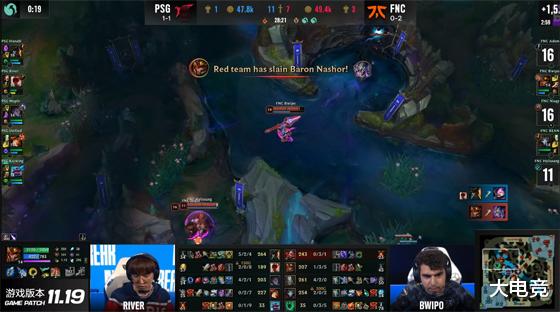 fnc战队|LOL-S11小组赛：Hanabi船长无解暴击融化蛮王，PSG逆风翻盘战胜FNC