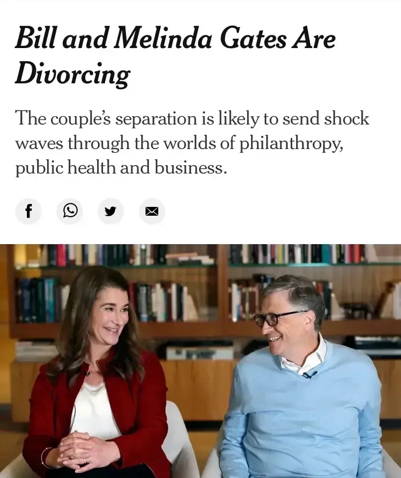 社会很简单 比尔·盖茨夫妇离婚！天长地久的神话再一次破灭