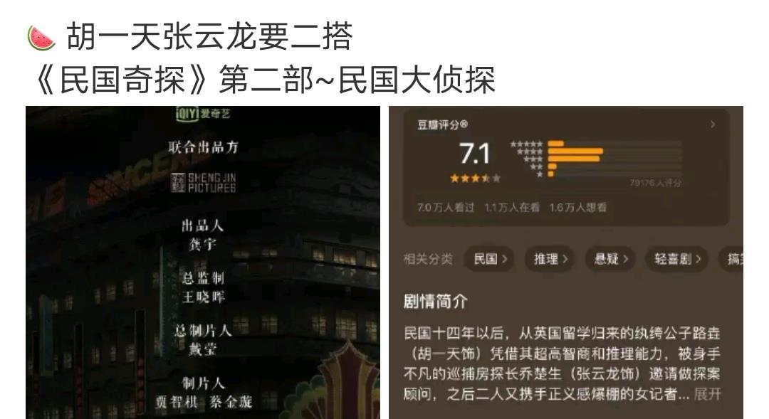 张云龙|张云龙胡一天二搭，《民国奇探》第二部来袭，网友：乔四爷回来了