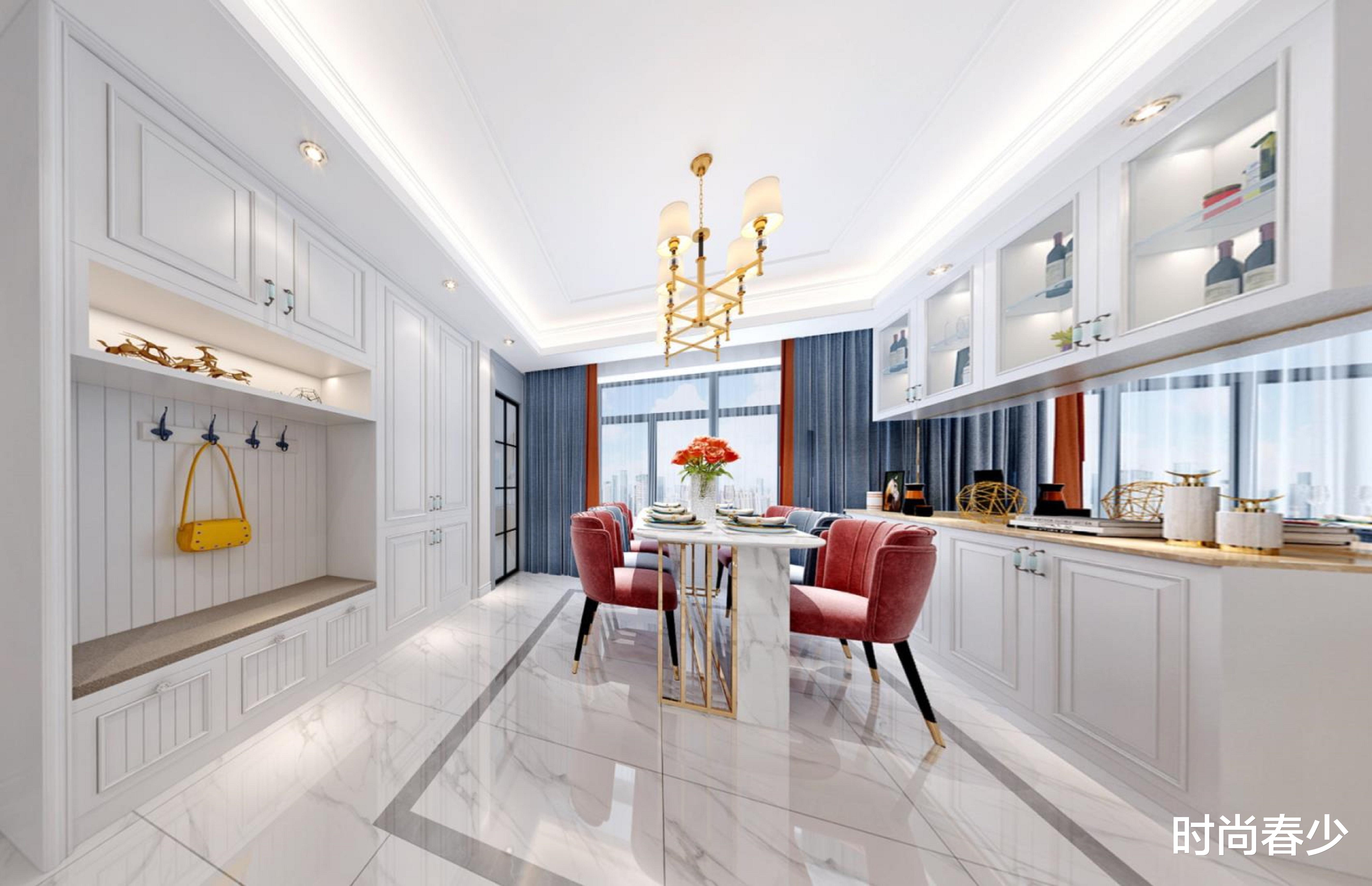 177m2美式轻奢,简约时髦的色调,又不失高雅范儿。