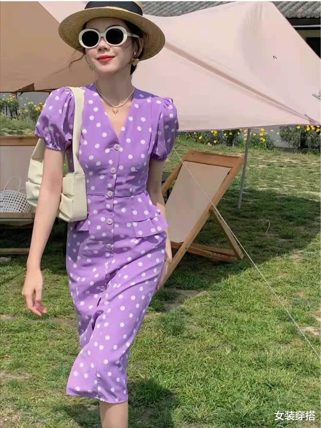 女装穿搭|紫色连衣裙搭配什么鞋子好看