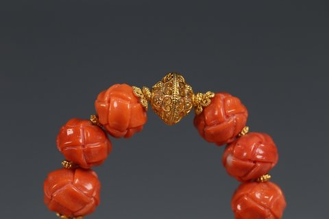 珊瑚|清 珊瑚绳结手串