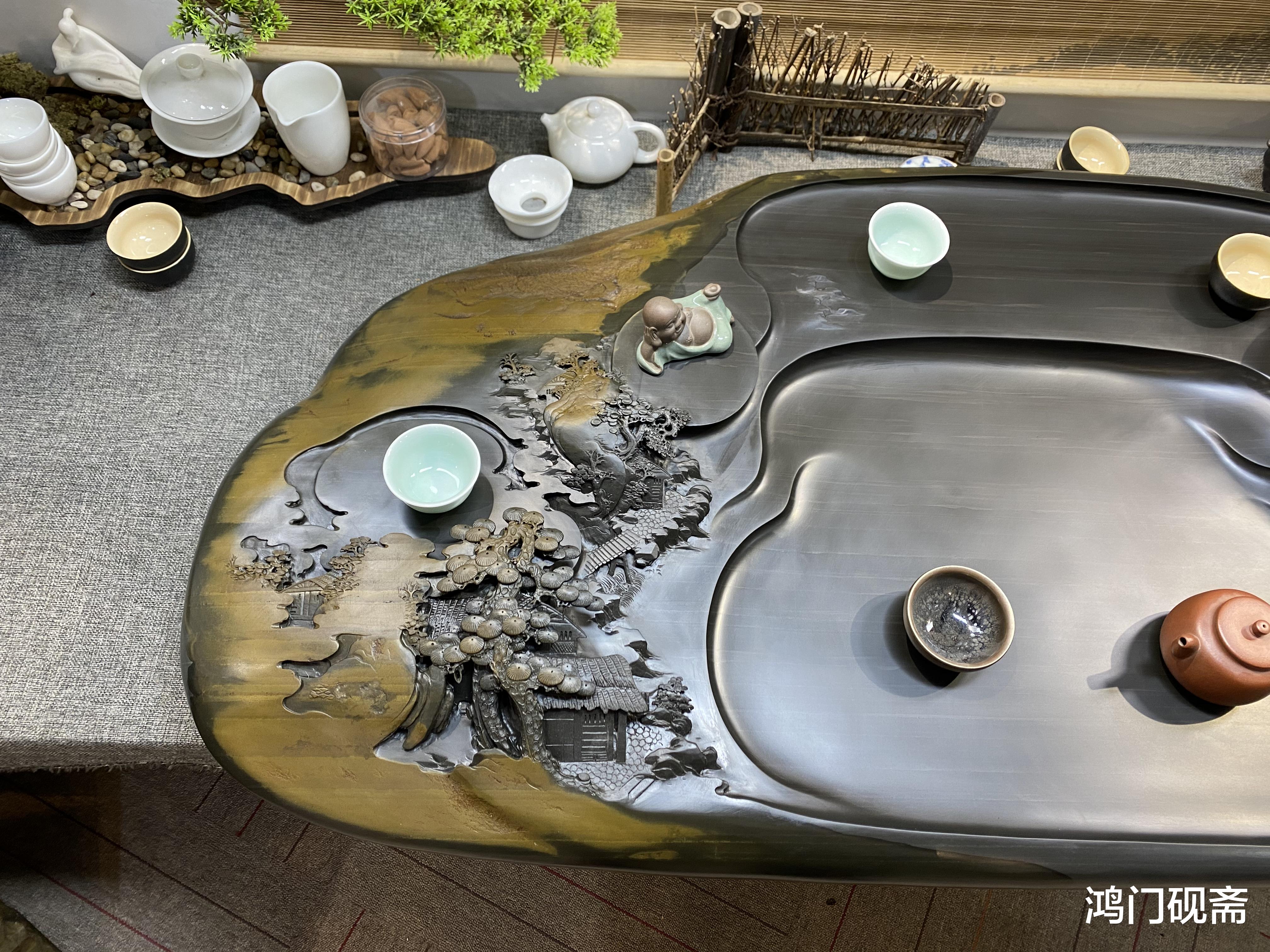 雕刻|这才叫“稀有”，我请了3个师傅把美石雕刻成茶盘，美得像一幅画