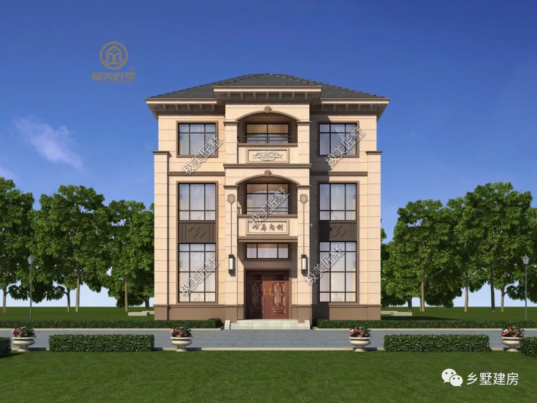 12X10米，对称设计的中式别墅，小开间也能有大气豪宅感