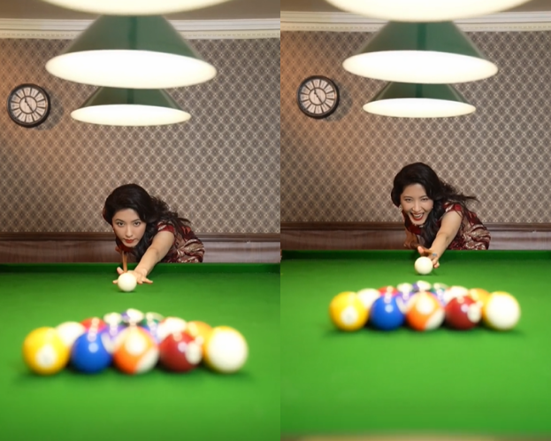 曾黎|45岁曾黎穿旗袍打台球！高开衩秀傲人长腿，戴大钻石耳环好富贵