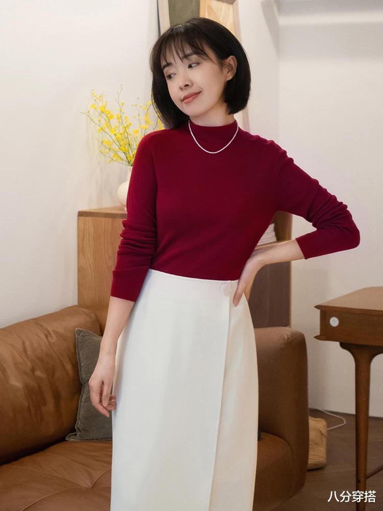 八分穿搭 秋冬想保持女人味,别总穿牛仔裤,试试“毛衣+半身裙”温柔优雅