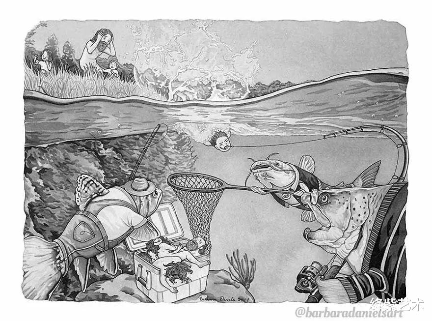 |?16幅人与动物互换角色的插画，画面多残忍，人类就该有多恐惧