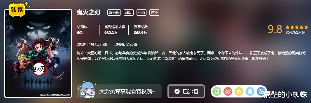 鬼灭之刃|《鬼灭之刃》是B站第一部播放破6亿的作品，3亿有5部，2亿有13部