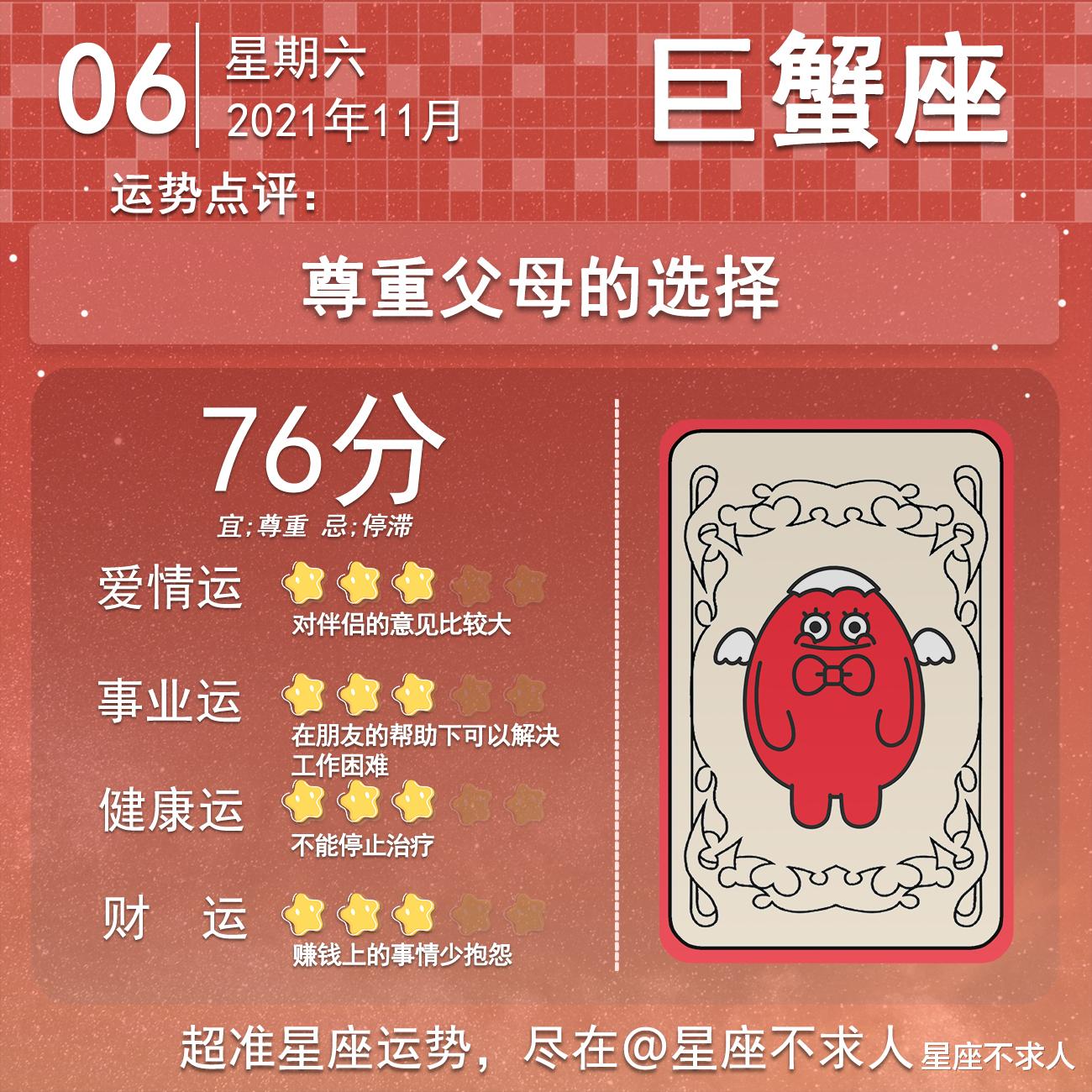星座不求人 2021年11月6日运势
