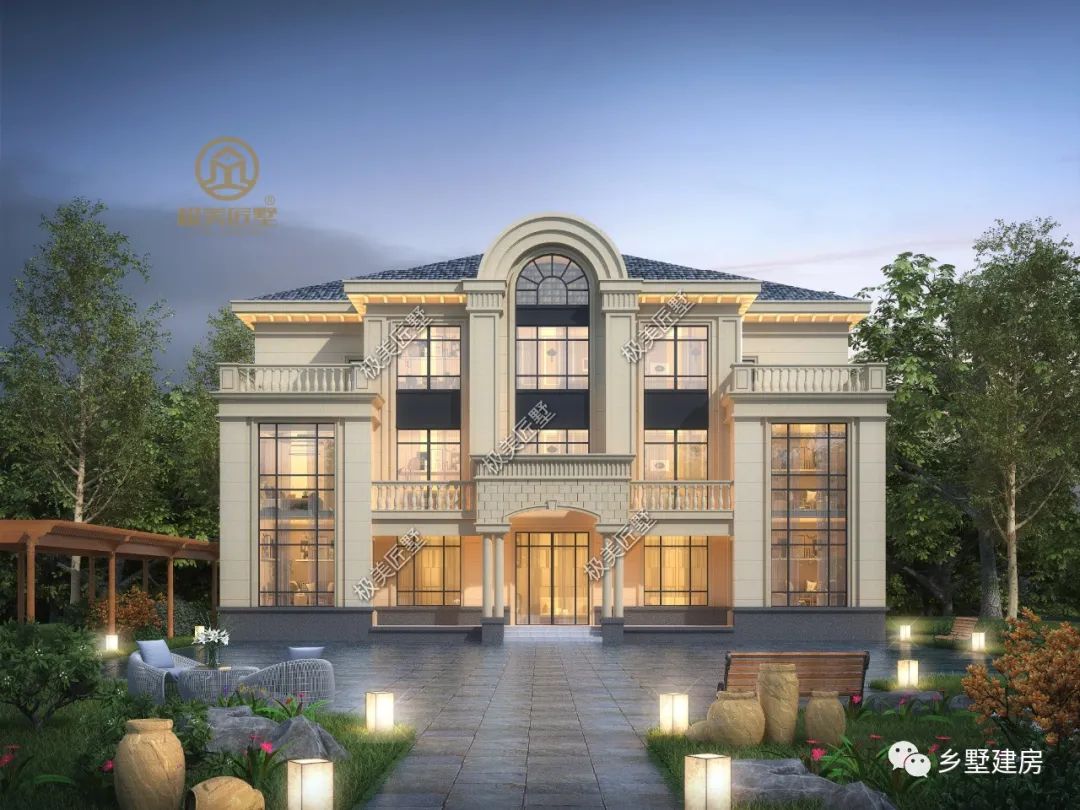 两兄弟建房,20.24X12.74米共用堂屋,欧式风格奢华大气