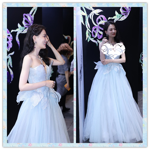 BiuVogue|徐璐的无修图真的太美了，看着又纯又欲的，穿蓝裙更迷人了