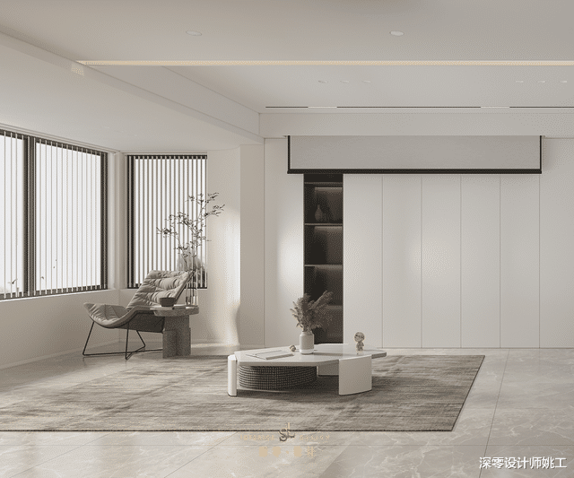 深零设计师姚工|去电视化难怪会成为一种趋势，整面墙打上高柜，收纳观影两不误