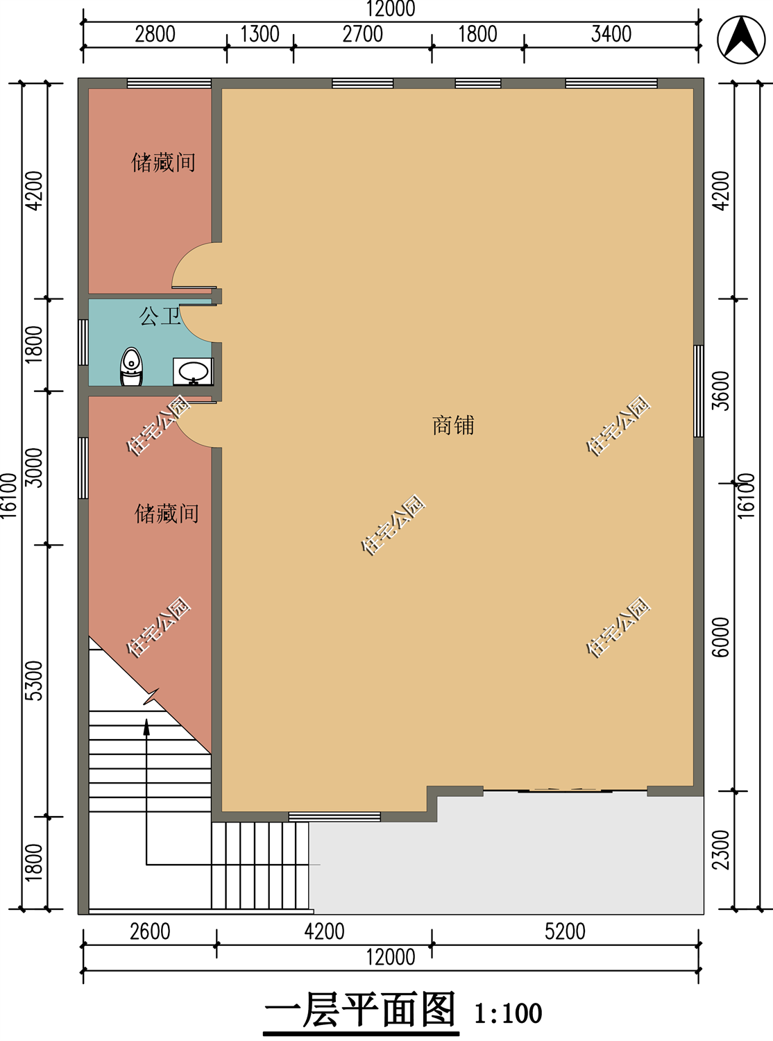 交易|宅地临街一定要盖商铺，开店当老板就是爽，12×16米商铺户型分享