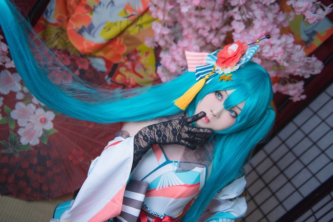 |cos：公主殿下初音和服cos正片@酥乣是个屑
