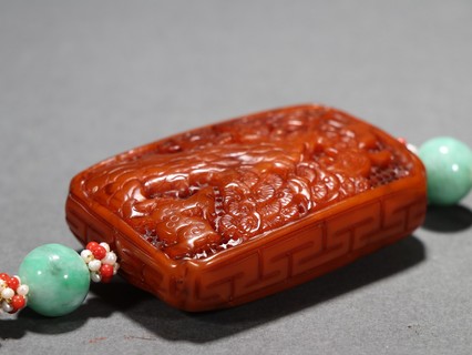 老蜜蜡|清代 老蜜蜡鹿鹤同春挂件