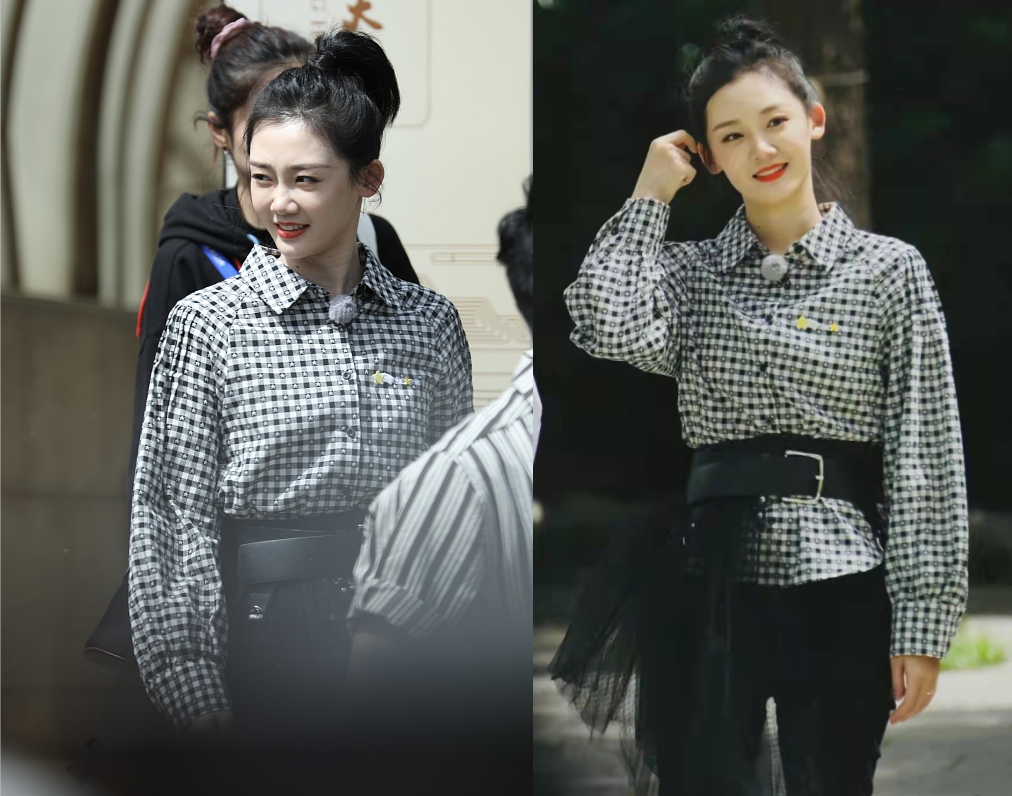 服饰|“郑恺老婆”苗苗真会穿，黑白小香风外套配阔腿裤，不露脸都很美
