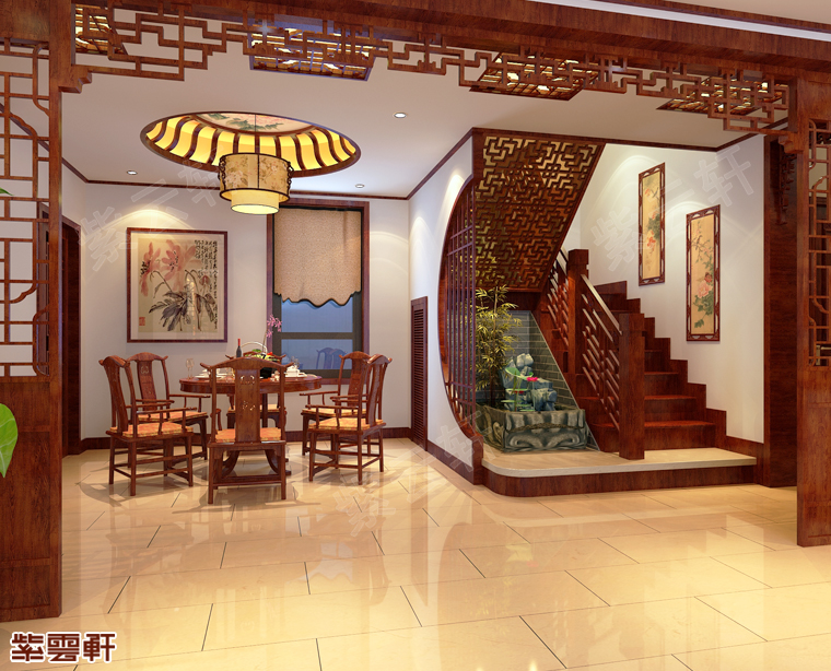 别墅中式装修效果图 旭日晴空景尚好