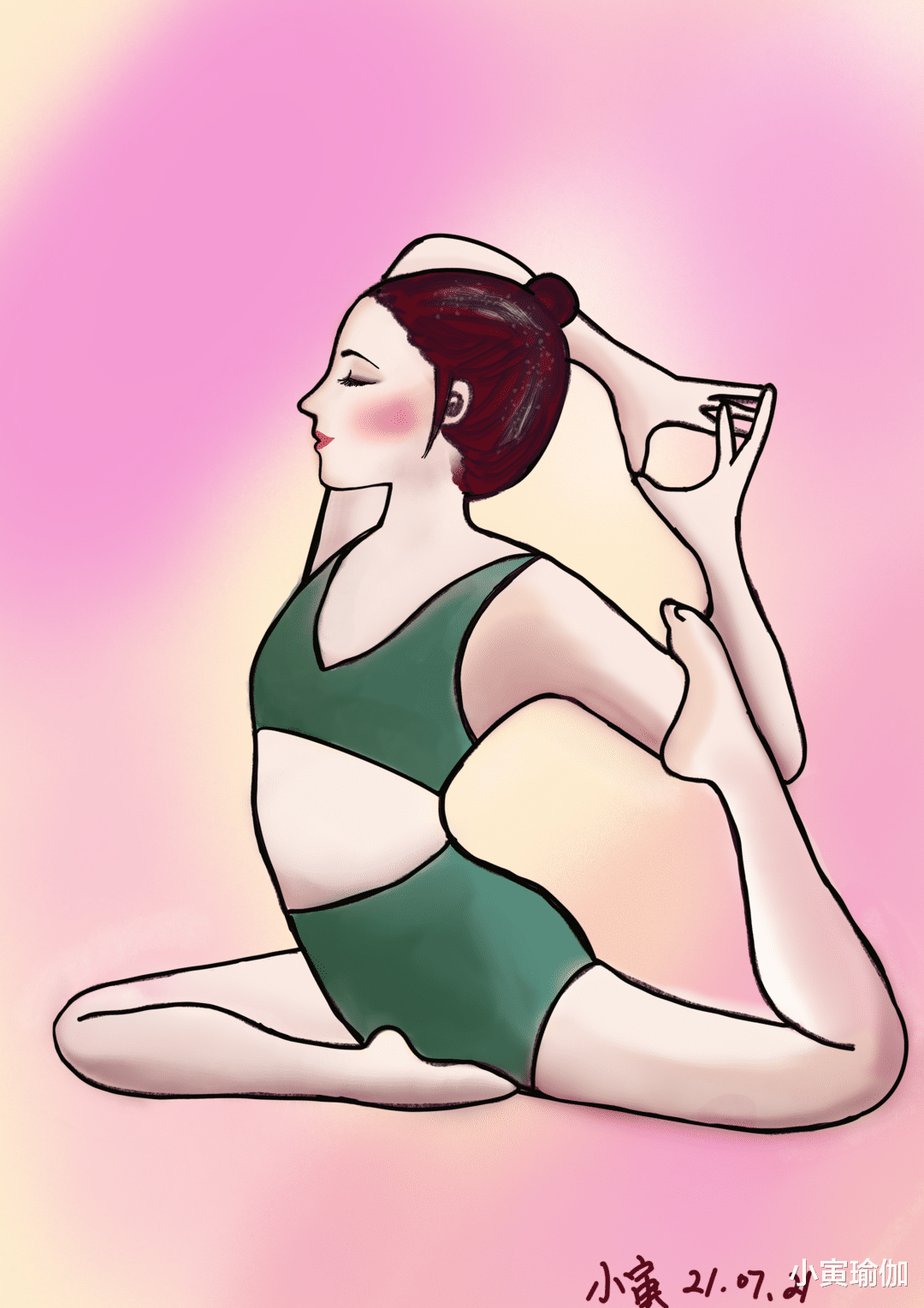 小寅瑜伽|RYT瑜伽教练班体式口令做法笔记分享：美人鱼式