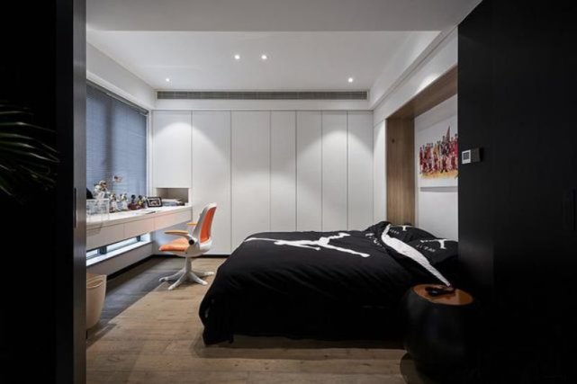 |76平现代简约风二居室，黑白灰色调让空间很显高级