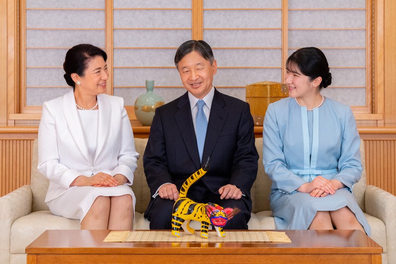 爱子公主 日本皇室新年全家福来啦！爱子公主盘起头发好美，却输给佳子公主