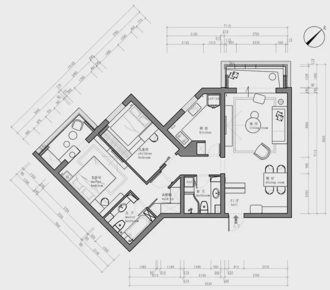 |63㎡小户型2室2厅简约北欧风，儿童房还能这样设计！